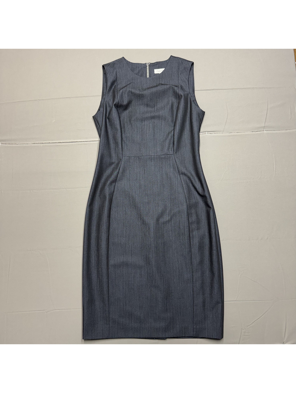 Calvin Klein Womens Sleeveless Sheath Dress Size 4 Gray Textured Career Workwear